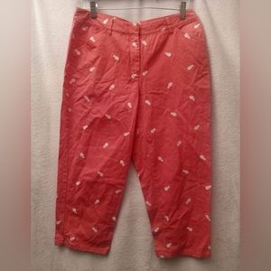 beautiful villager jeans size #8 pink with pineapple designs